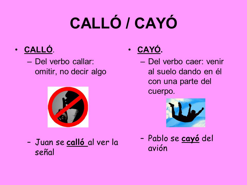CALLÓ / CAYÓ CALLÓ. Del verbo callar: omitir, no decir algo