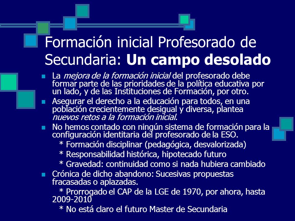 Formación inicial Profesorado de Secundaria: Un campo desolado