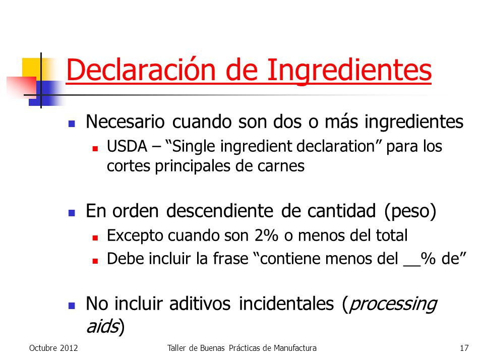 Declaración de Ingredientes