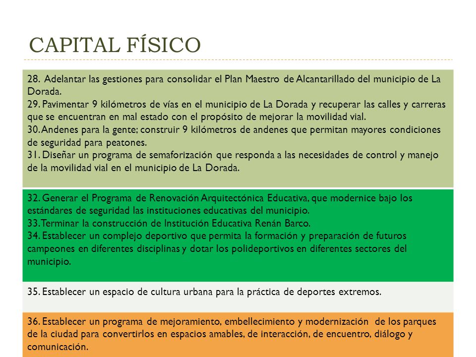CAPITAL FÍSICO 28. Adelantar las gestiones para consolidar el Plan Maestro de Alcantarillado del municipio de La Dorada.