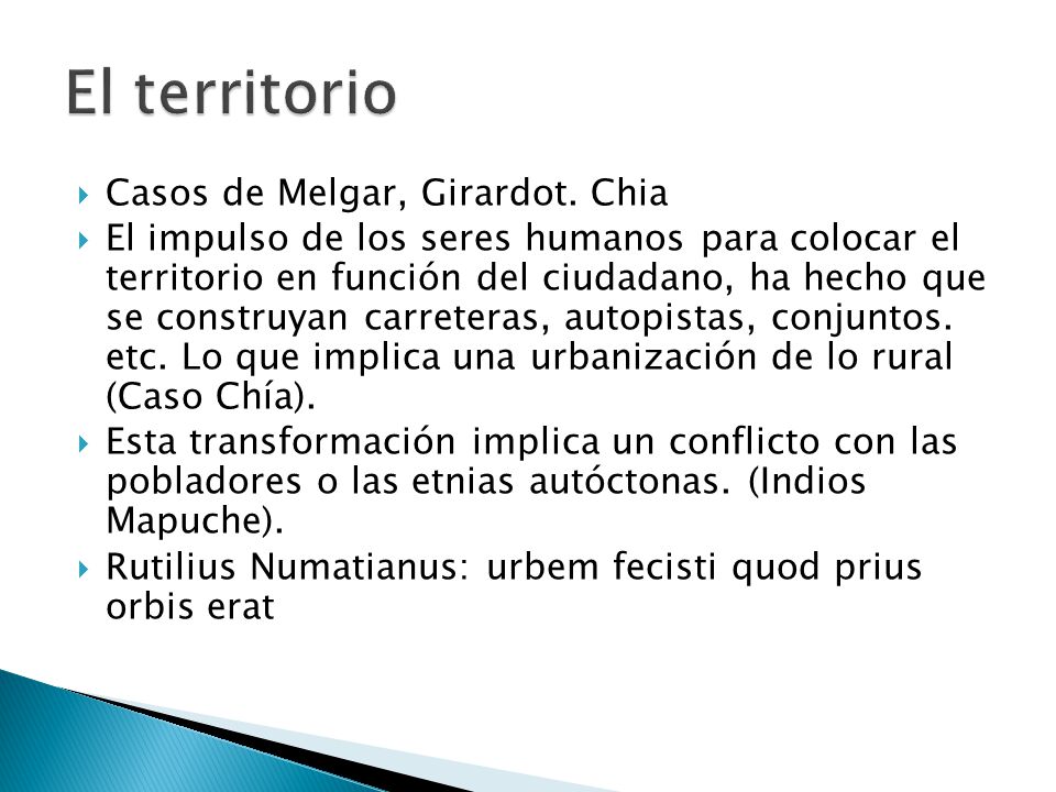 El territorio Casos de Melgar, Girardot. Chia