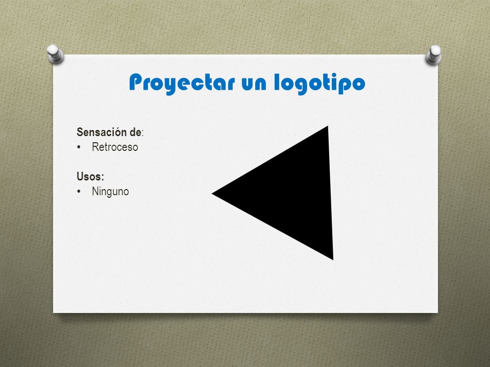 Proyectar un logotipo Sensación de: Retroceso Usos: Ninguno