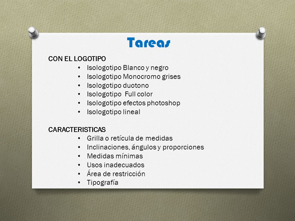 Tareas CON EL LOGOTIPO Isologotipo Blanco y negro