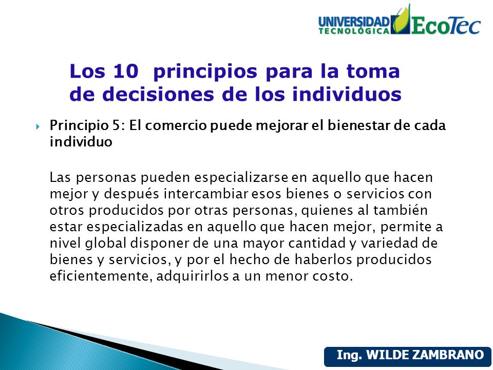 Los 10 principios para la toma de decisiones de los individuos