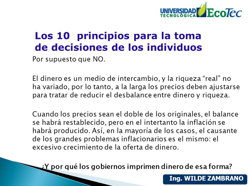 Los 10 principios para la toma de decisiones de los individuos