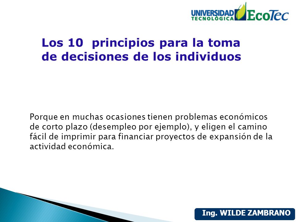 Los 10 principios para la toma de decisiones de los individuos