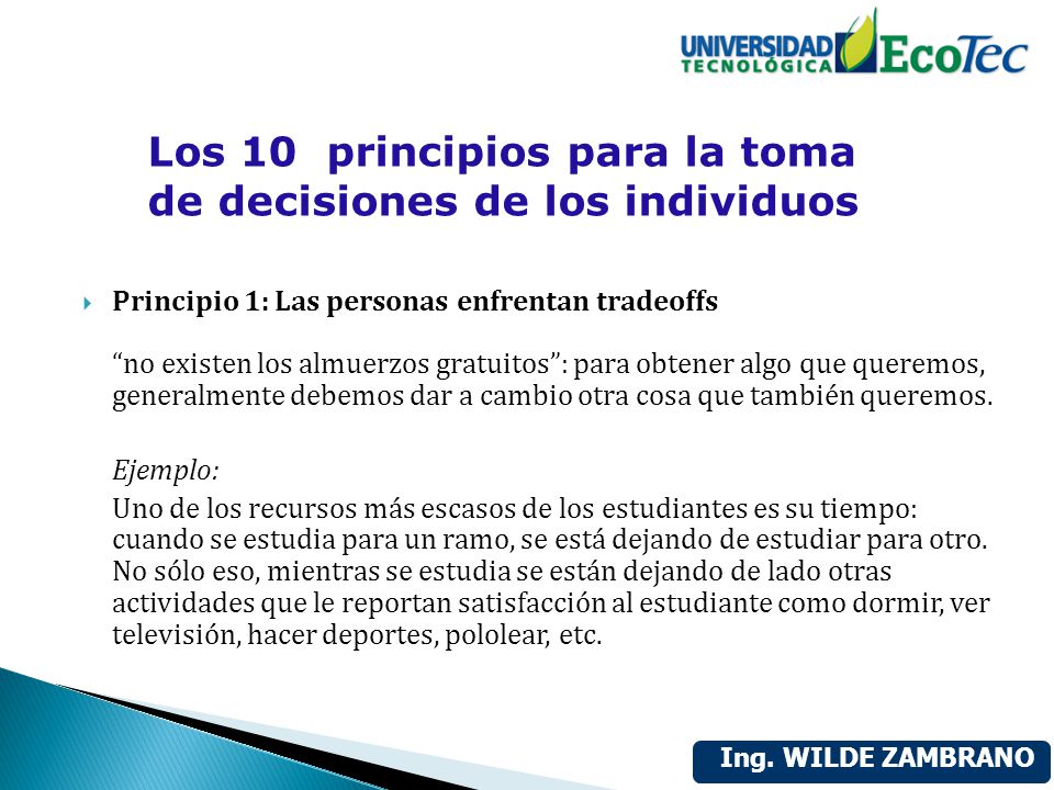 Los 10 principios para la toma de decisiones de los individuos