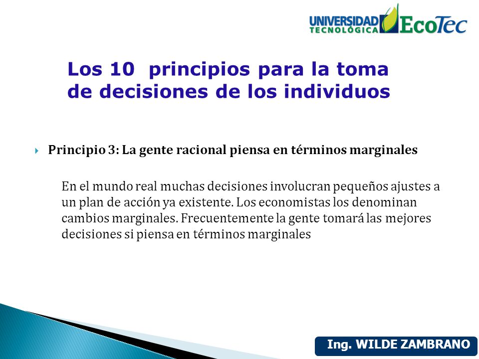 Los 10 principios para la toma de decisiones de los individuos