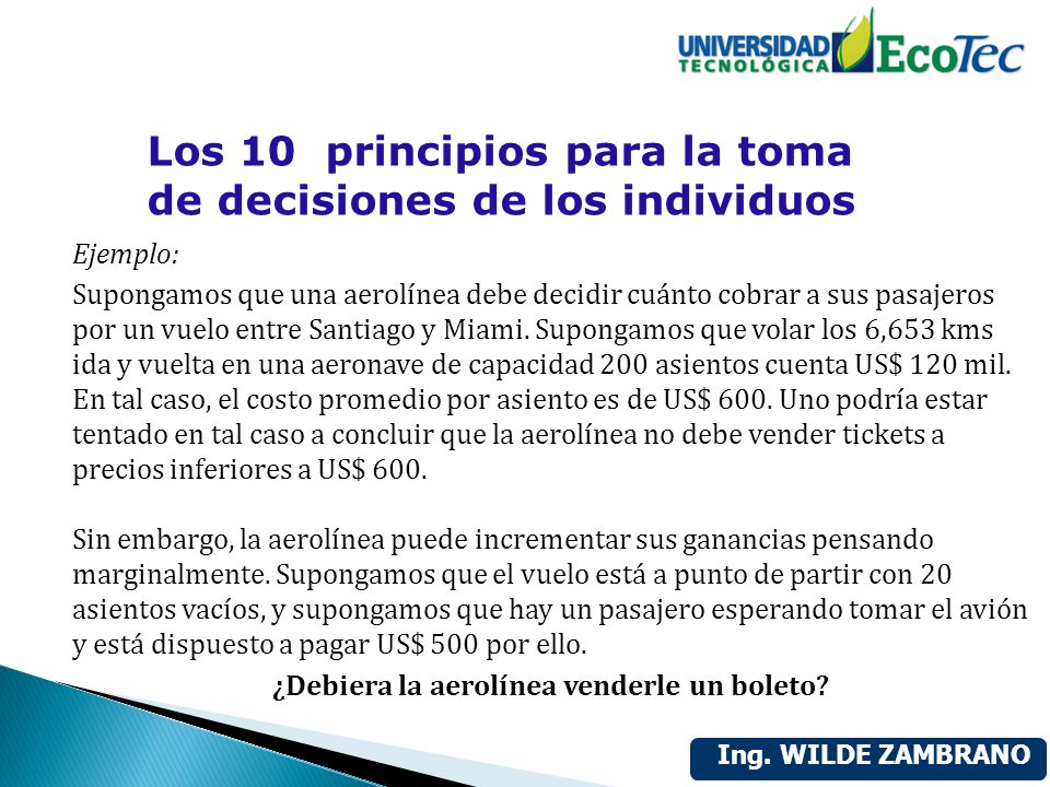 Los 10 principios para la toma de decisiones de los individuos