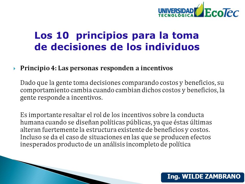 Los 10 principios para la toma de decisiones de los individuos
