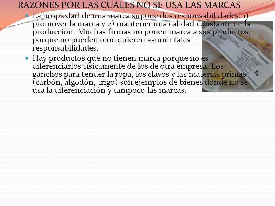 RAZONES POR LAS CUALES NO SE USA LAS MARCAS