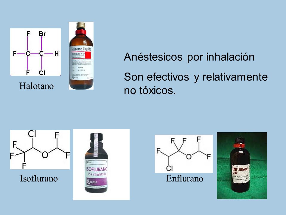Anéstesicos por inhalación Son efectivos y relativamente no tóxicos.