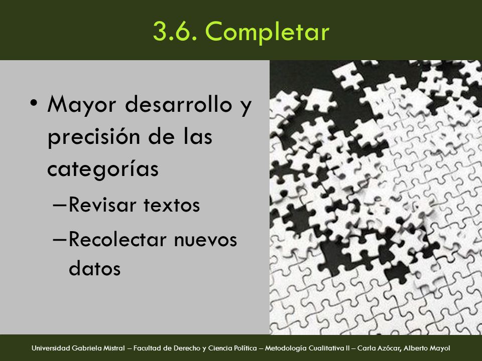 3.6. Completar Mayor desarrollo y precisión de las categorías