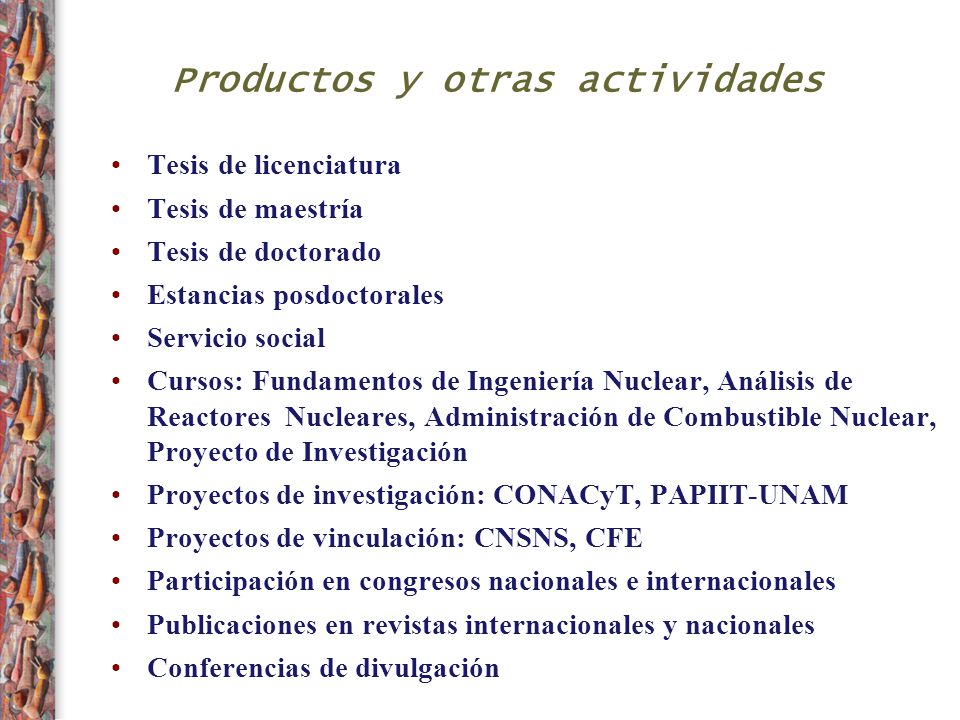 Productos y otras actividades