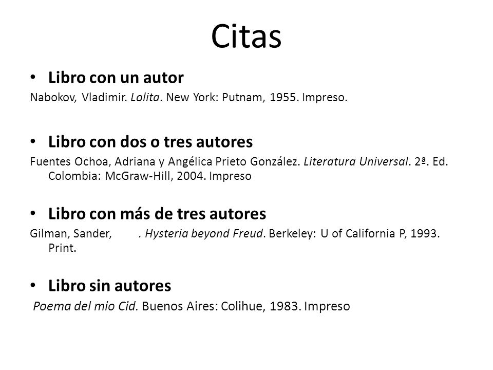 Citas Libro con un autor Libro con dos o tres autores