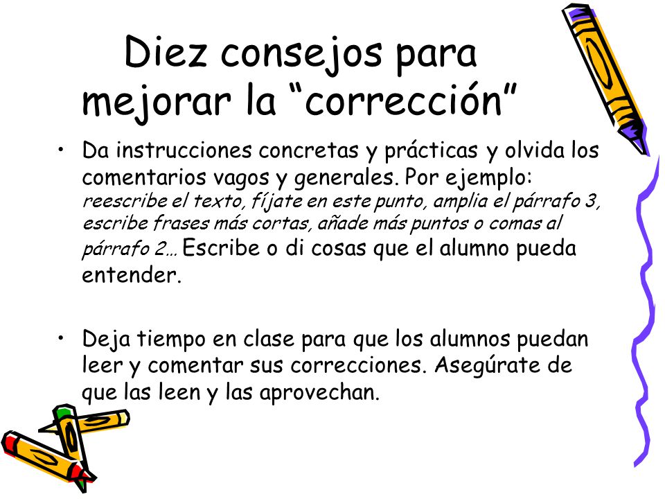 Diez consejos para mejorar la corrección