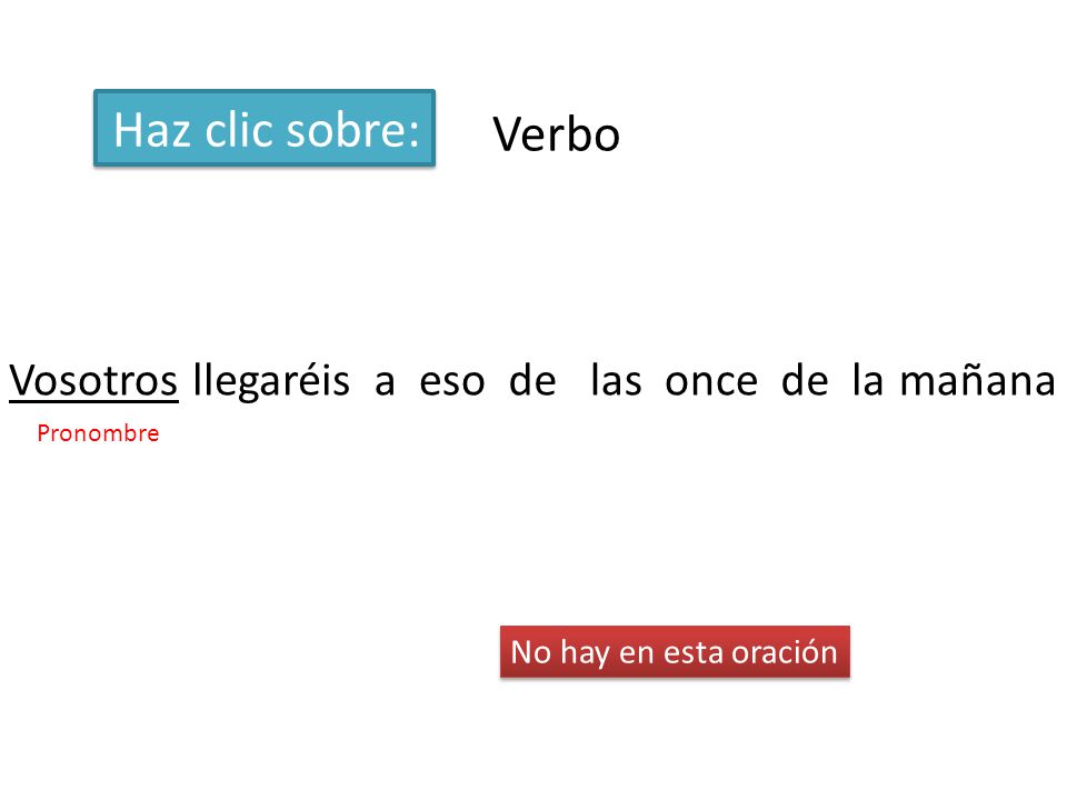 Haz clic sobre: Verbo Vosotros llegaréis a eso de las once de la