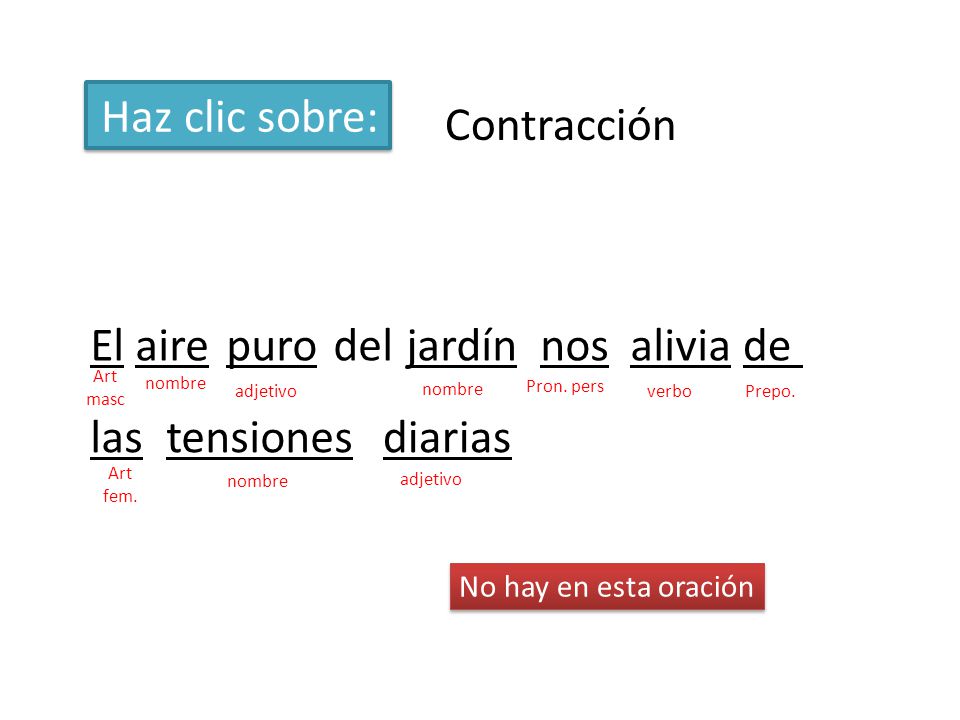 Haz clic sobre: Contracción El aire puro del jardín nos alivia de las