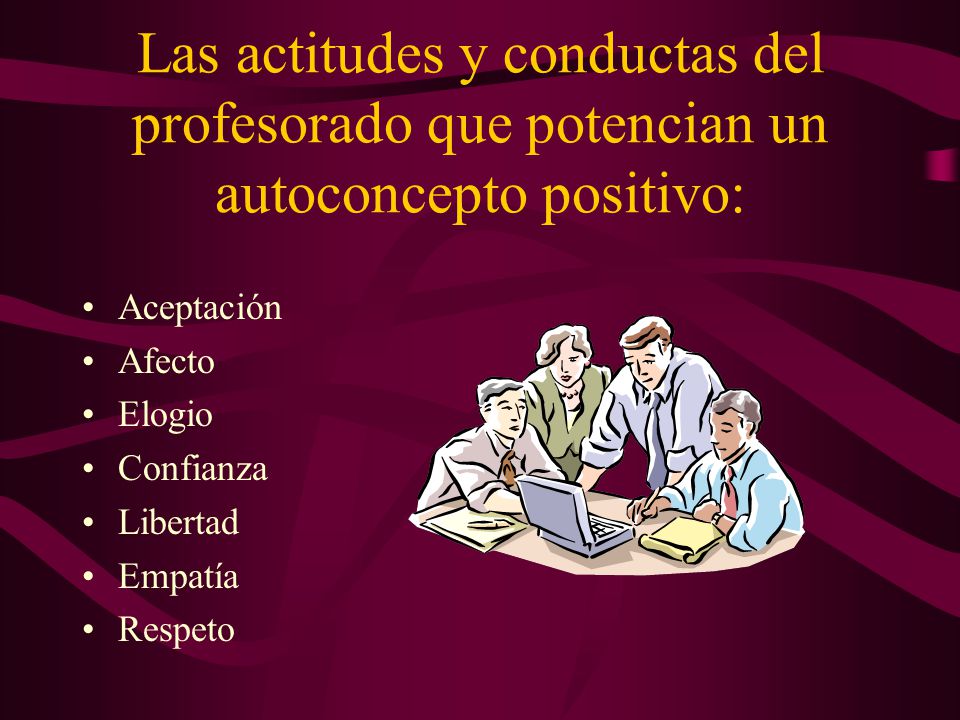 Las actitudes y conductas del profesorado que potencian un autoconcepto positivo: