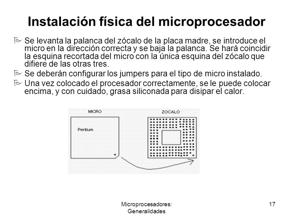 Instalación física del microprocesador