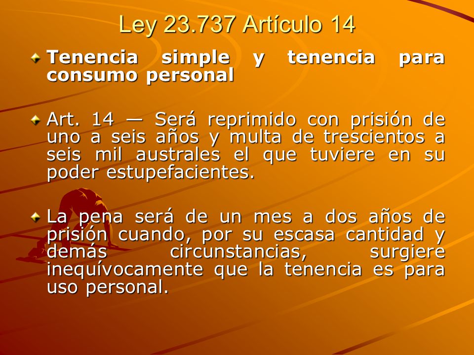 Ley Artículo 14 Tenencia simple y tenencia para consumo personal.