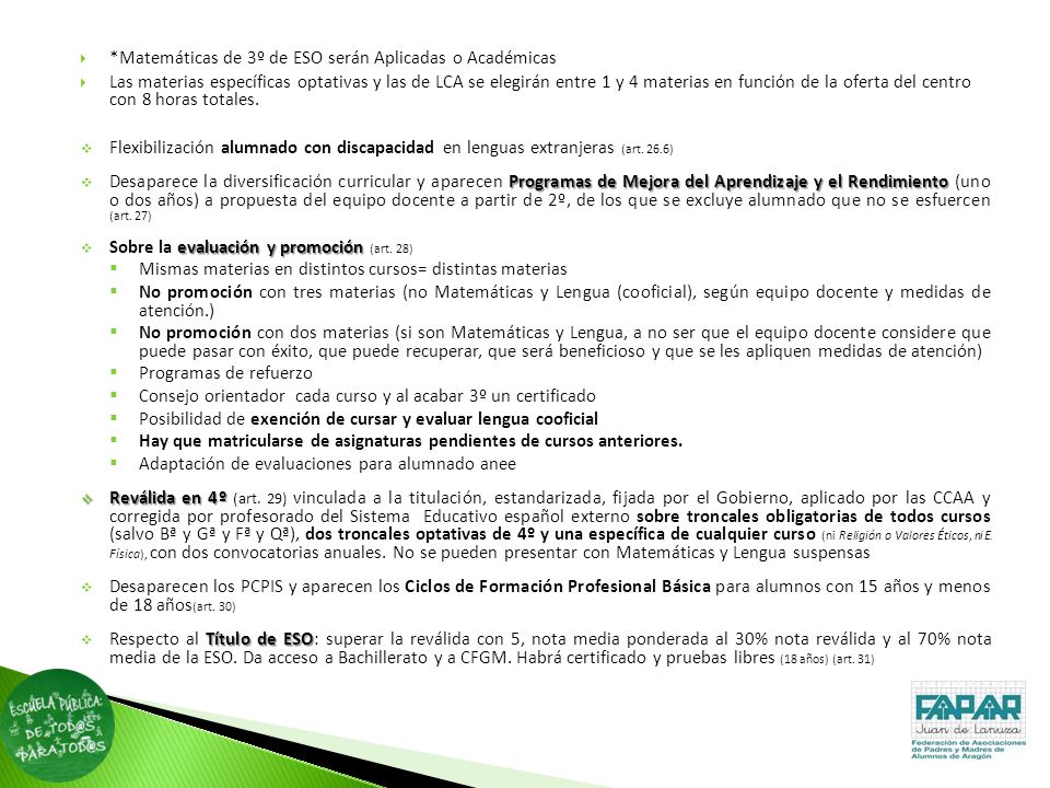 *Matemáticas de 3º de ESO serán Aplicadas o Académicas