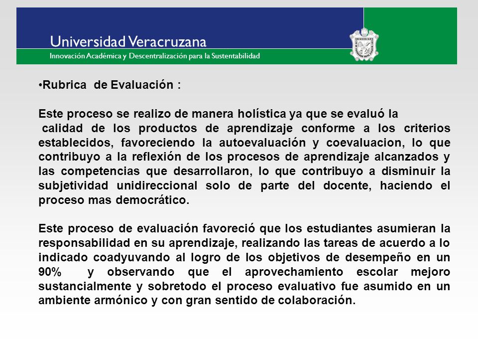 Rubrica de Evaluación :