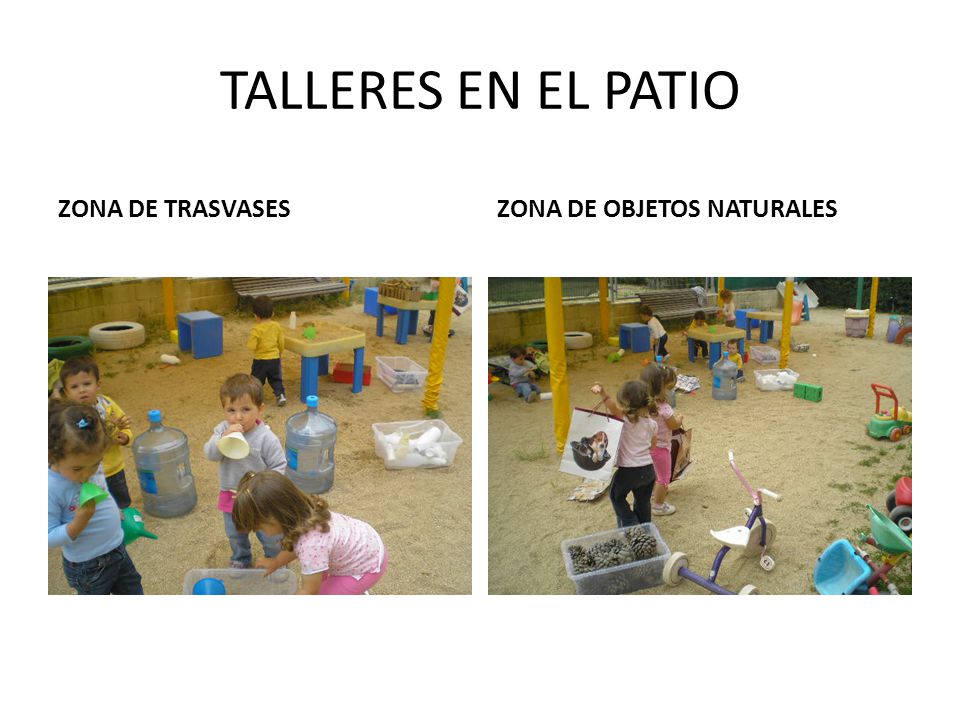 TALLERES EN EL PATIO ZONA DE TRASVASES ZONA DE OBJETOS NATURALES