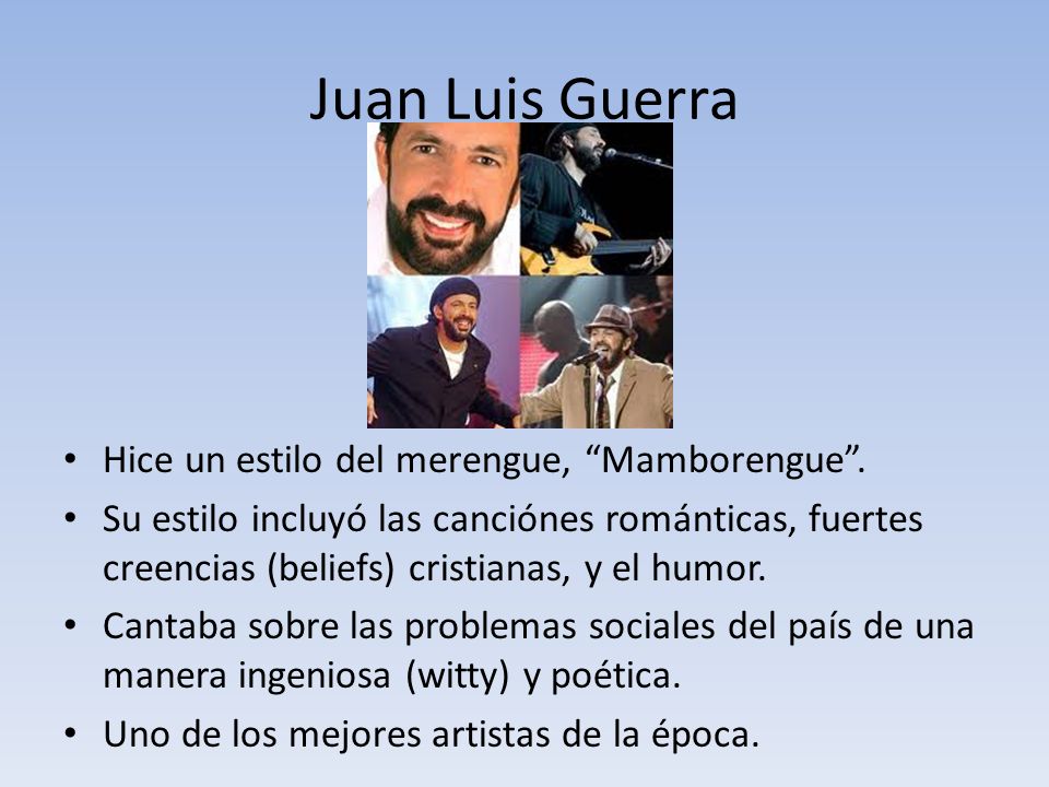 Juan Luis Guerra Hice un estilo del merengue, Mamborengue .