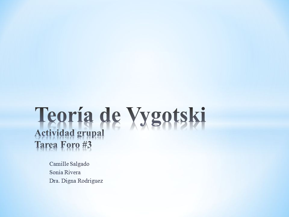 Teoría de Vygotski Actividad grupal Tarea Foro #3