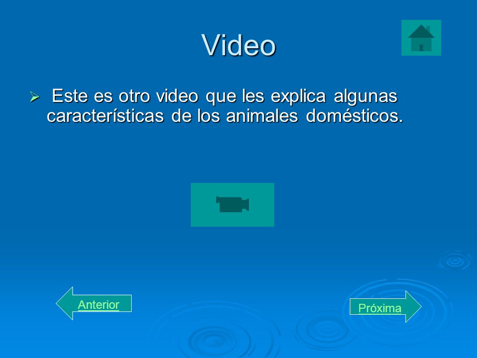 Video Este es otro video que les explica algunas características de los animales domésticos. Anterior.