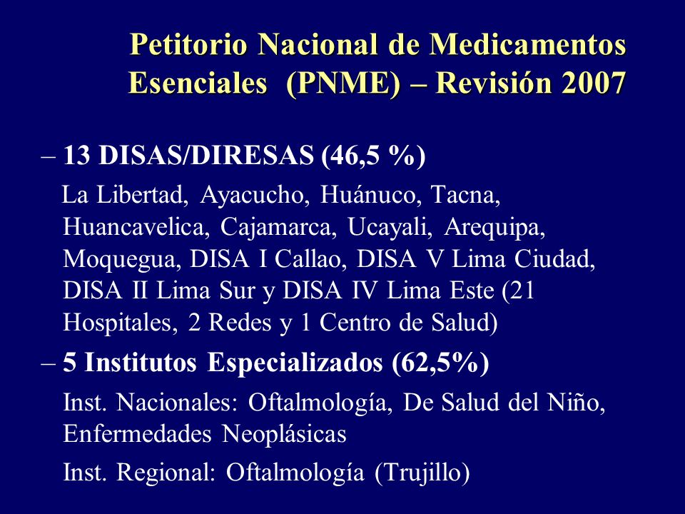 Petitorio Nacional de Medicamentos Esenciales (PNME) – Revisión 2007