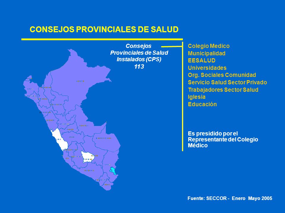 CONSEJOS PROVINCIALES DE SALUD Fuente: SECCOR - Enero Mayo 2005