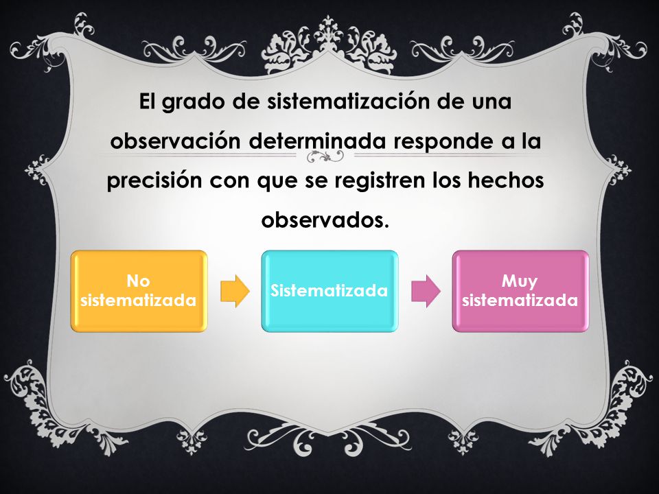 El grado de sistematización de una observación determinada responde a la precisión con que se registren los hechos observados.