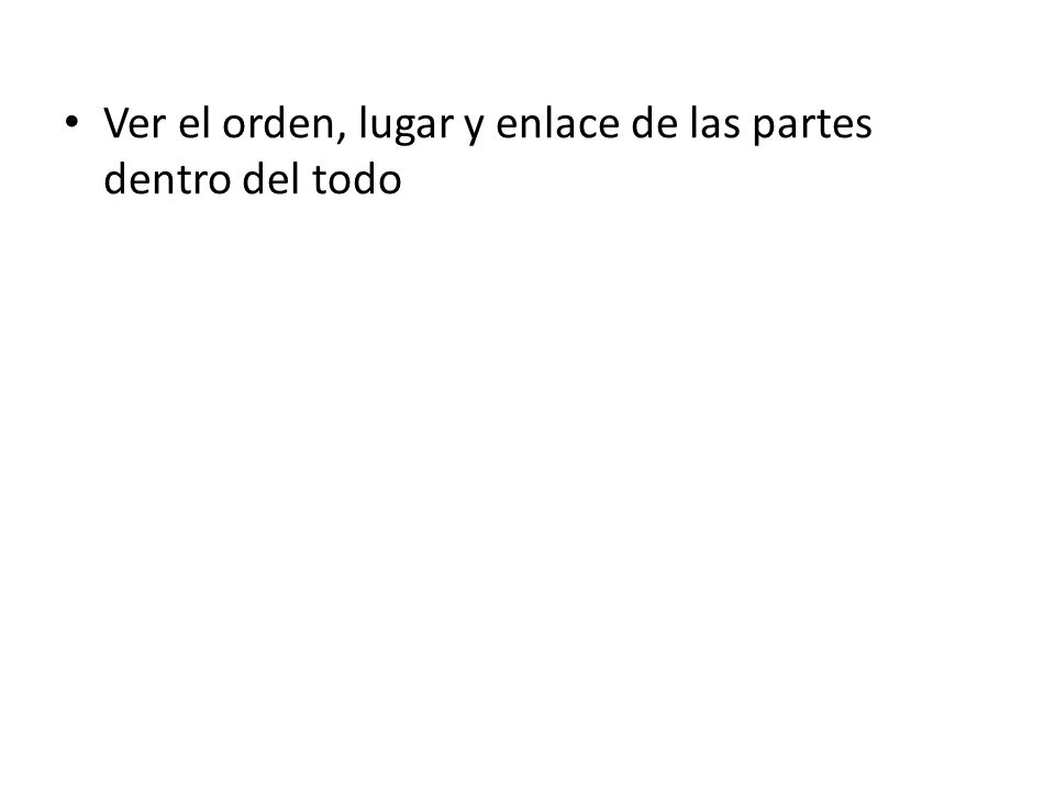 Ver el orden, lugar y enlace de las partes dentro del todo
