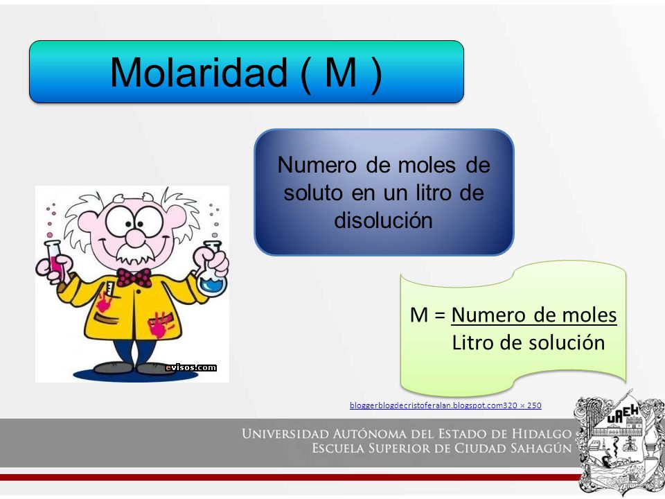 Numero de moles de soluto en un litro de disolución