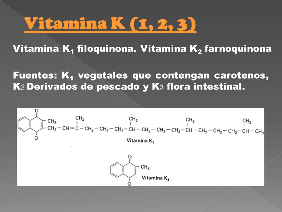 Vitamina K (1, 2, 3) Vitamina K1 filoquinona. Vitamina K2 farnoquinona