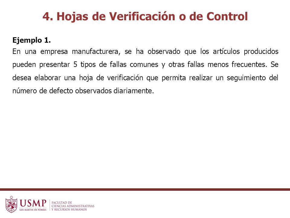 4. Hojas de Verificación o de Control