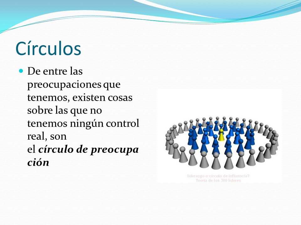 Círculos De entre las preocupaciones que tenemos, existen cosas sobre las que no tenemos ningún control real, son el círculo de preocupación.