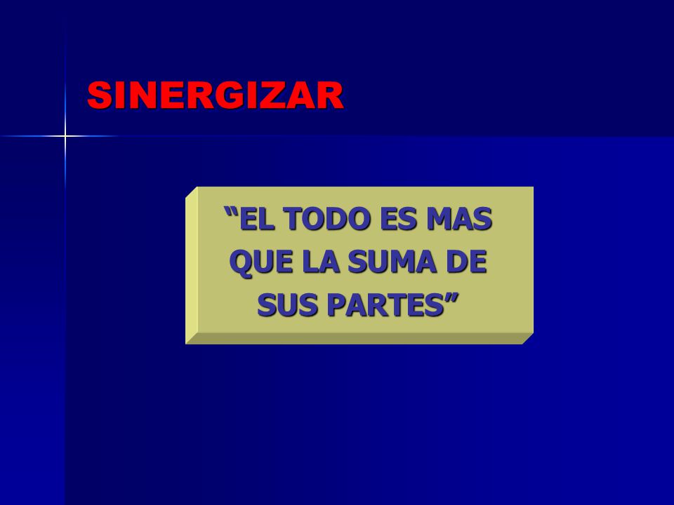 SINERGIZAR EL TODO ES MAS QUE LA SUMA DE SUS PARTES