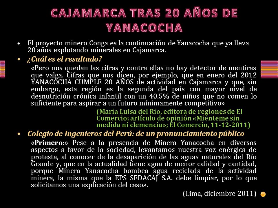 CAJAMARCA TRAS 20 AÑOS DE YANACOCHA