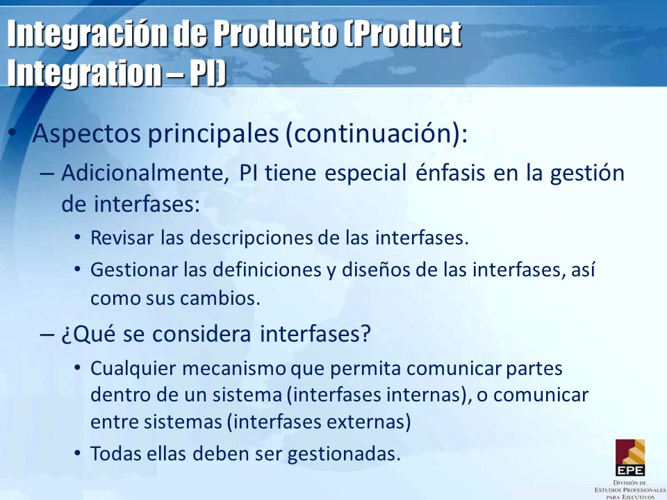 Integración de Producto (Product Integration – PI)