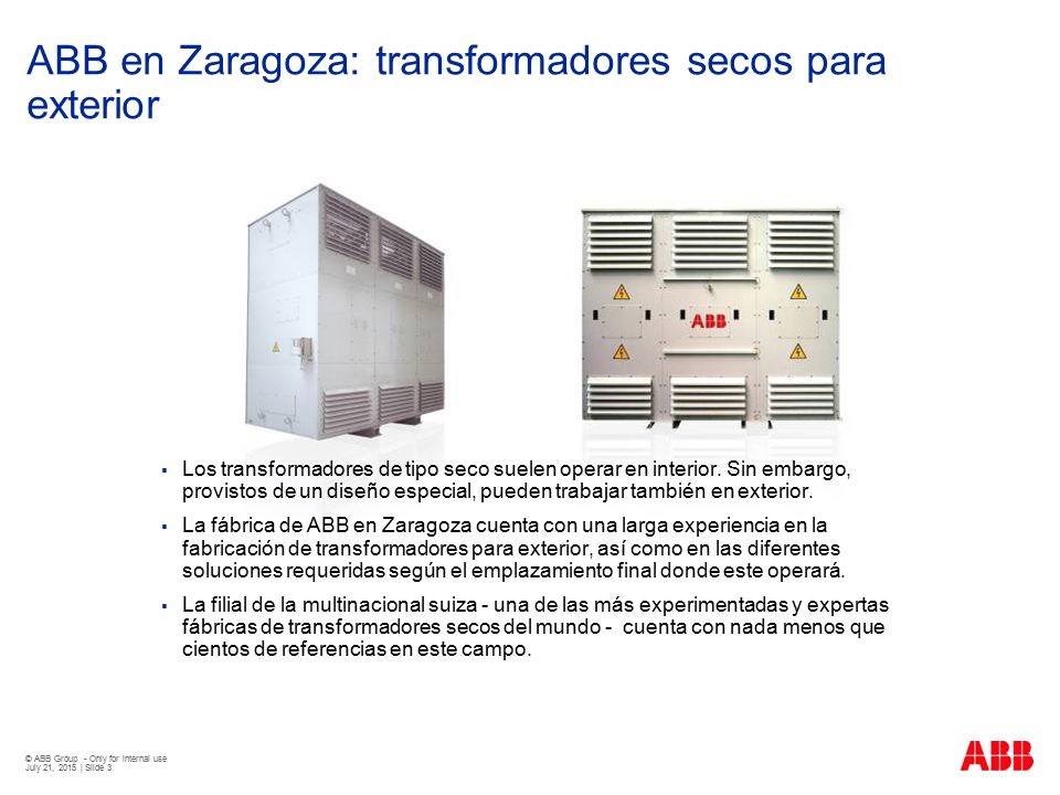ABB en Zaragoza: transformadores secos para exterior