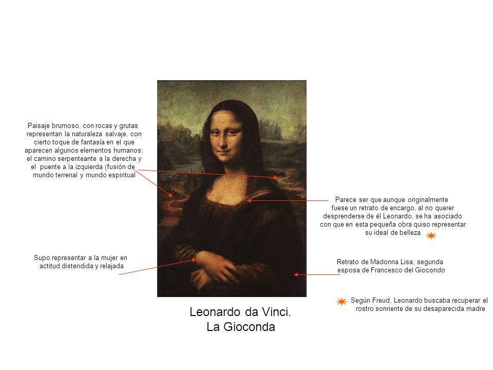 Leonardo da Vinci. La Gioconda Paisaje brumoso, con rocas y grutas