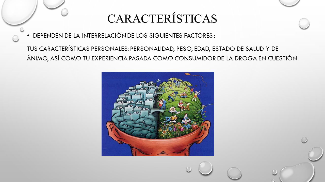 Características Dependen de la interrelación de los siguientes factores :