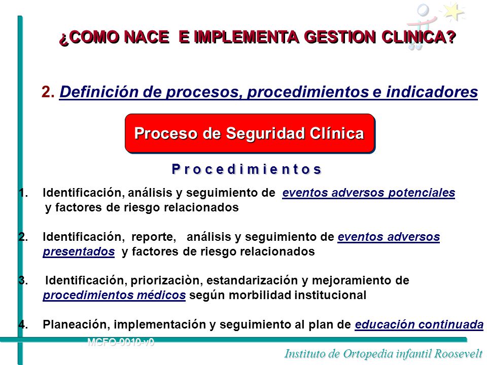 ¿COMO NACE E IMPLEMENTA GESTION CLINICA Proceso de Seguridad Clínica