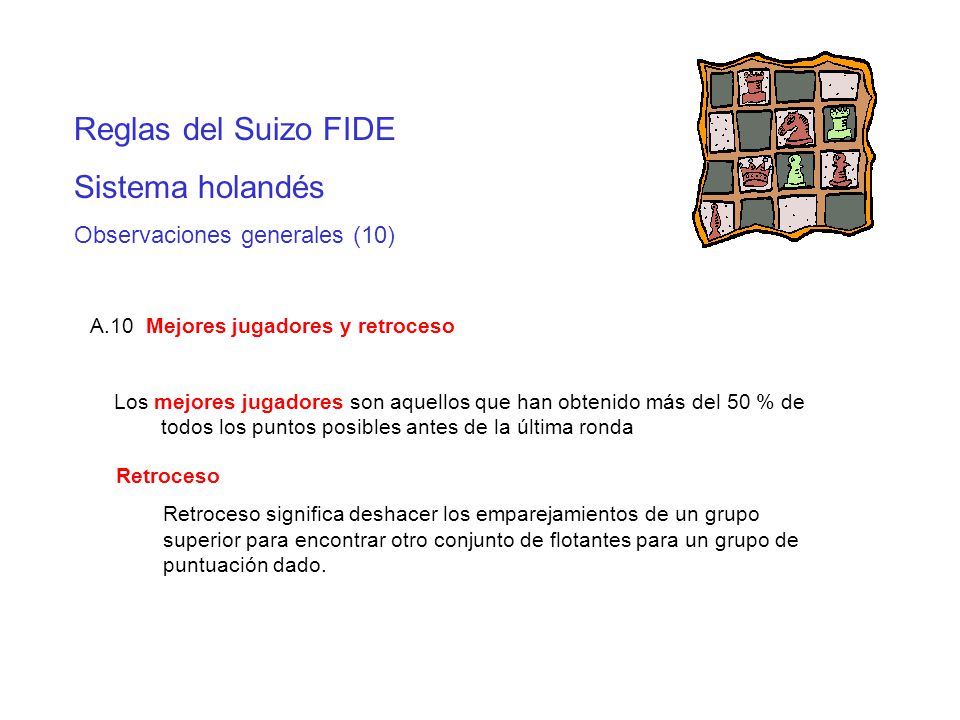 Reglas del Suizo FIDE Sistema holandés Observaciones generales (10)