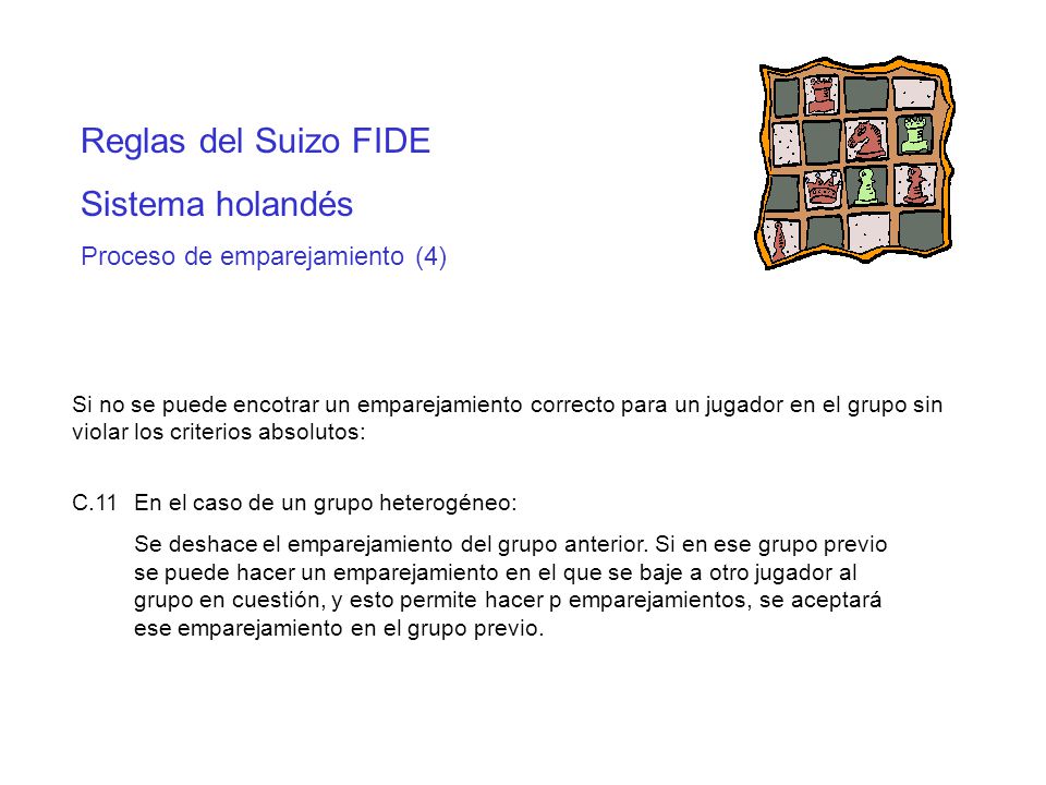 Reglas del Suizo FIDE Sistema holandés Proceso de emparejamiento (4)