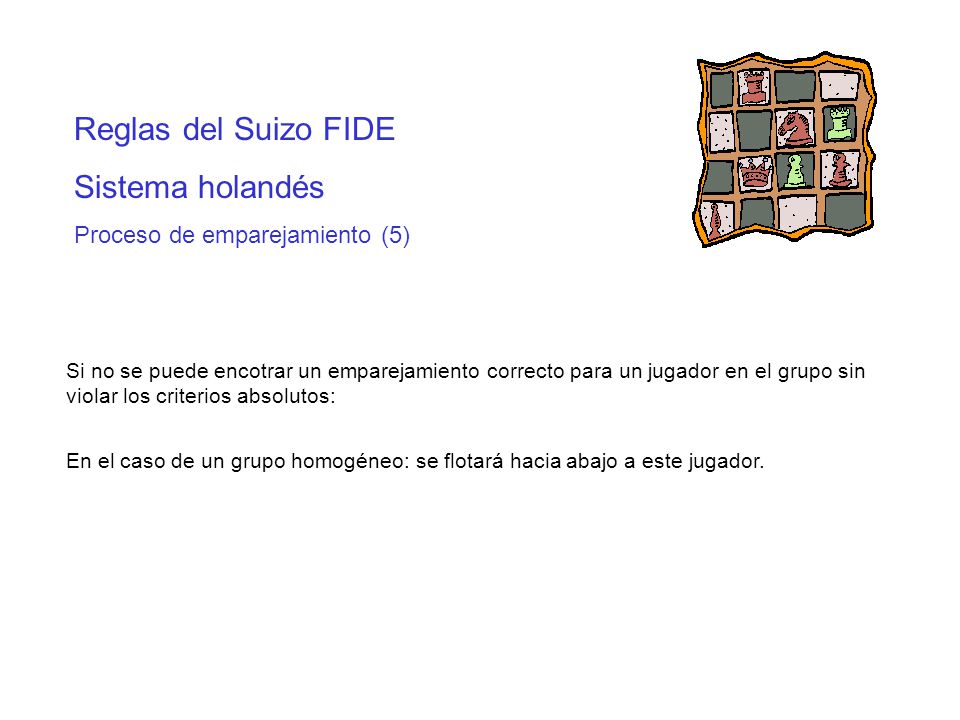 Reglas del Suizo FIDE Sistema holandés Proceso de emparejamiento (5)