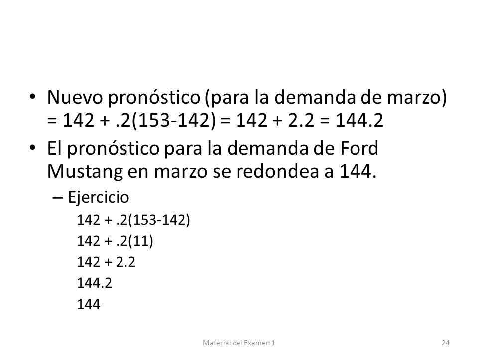 Nuevo pronóstico (para la demanda de marzo) = 142 +